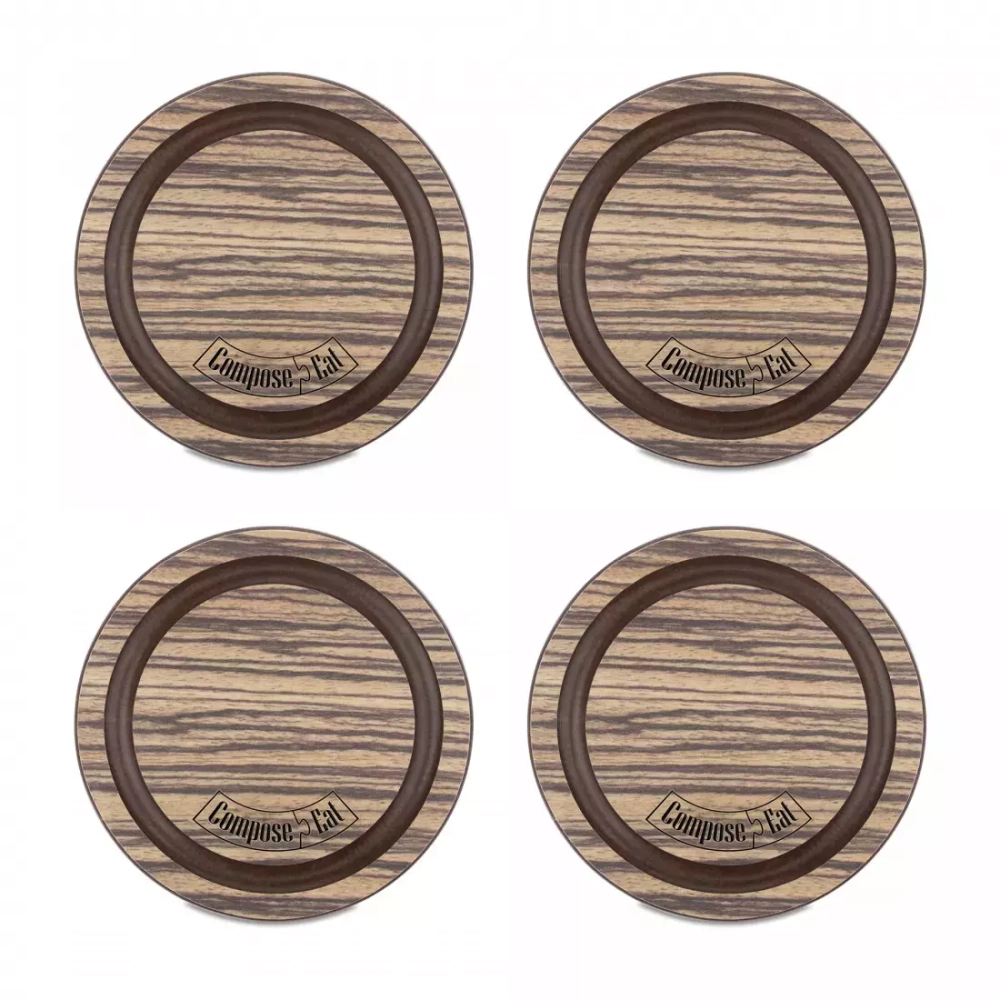 Набор подставок под кружку Бирдекель 4шт 9.5см ComposeEat Fashion зебрано натуральный