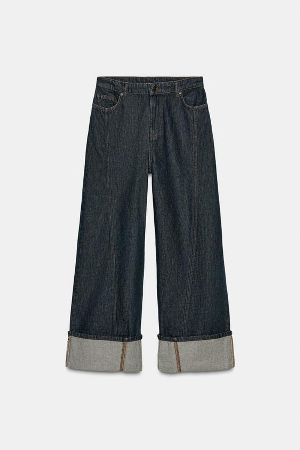 ZARA ДЖИНСЫ WIDE LEG СО СРЕДНЕЙ ПОСАДКОЙ — ZW COLLECTION, СИНИЙ