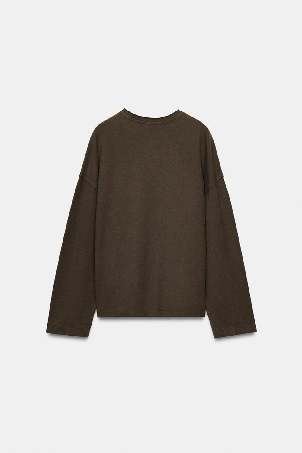 ZARA ФУТБОЛКА С ДЛИННЫМИ РУКАВАМИ, ХАКИ