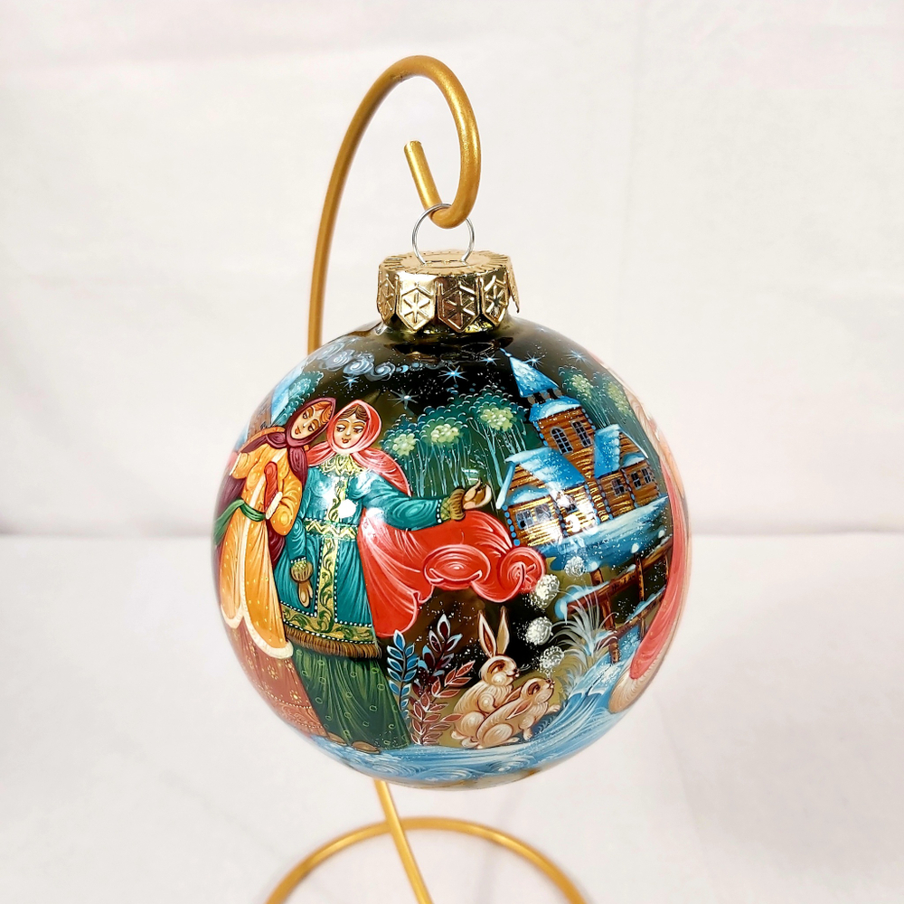 Шар новогодний с круговой росписью "Морозко" в коробке