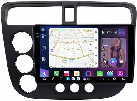 Магнитола для Honda Civic 7 2001-2005 левый руль - FarCar GX9-9662L монитор 9.5" 2K QLED на Android 14, TS20, 6+128Гб, CarPlay, 4G SIM-слот