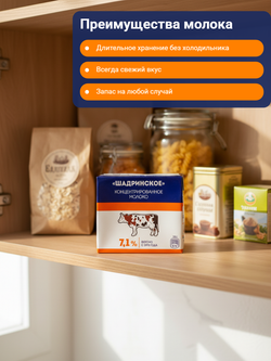 Молоко концентрированное жир 7,1% стерилизованное т/пак "Шадринское" 500 гр