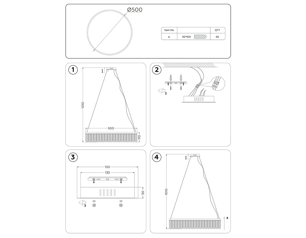 Ambrella Подвесной светодиодный светильник с хрусталем Traditional TR49712
