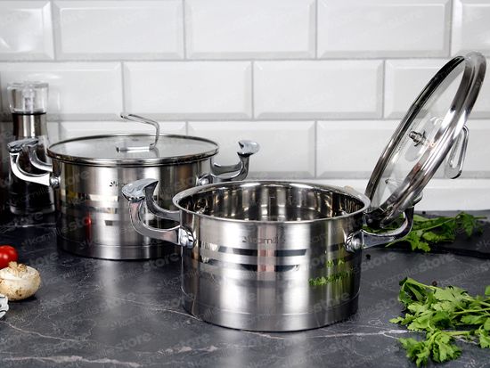 Набор кастрюль 4 предмета 1,7 л; 2,4 л. Kamille KM 5860 из нержавеющей стали