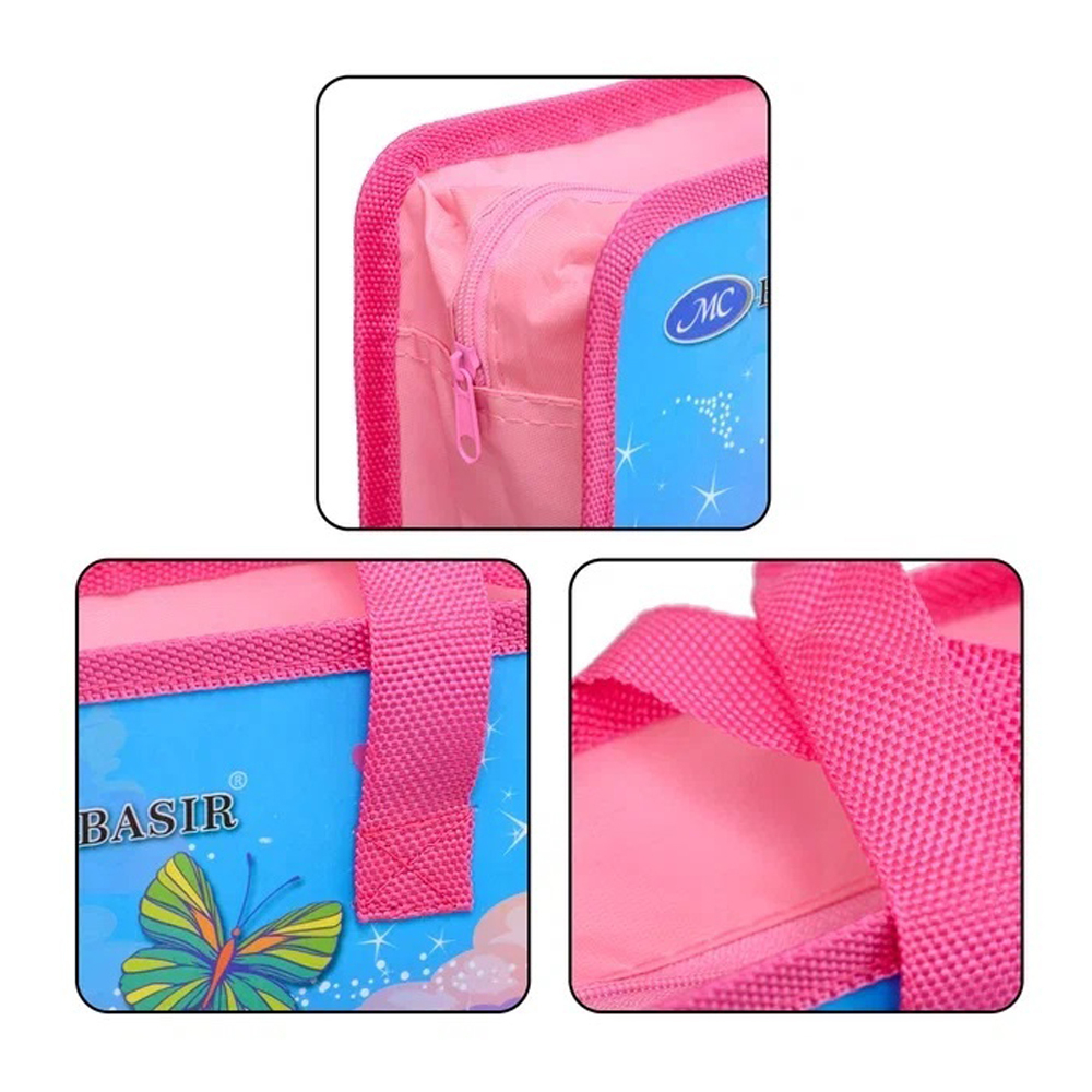 Папка школьная на молнии Basir, формат А4, сумка, серия "Единорог", с тканевыми ручками и с тканевой окантовкой, 33,5*26,5