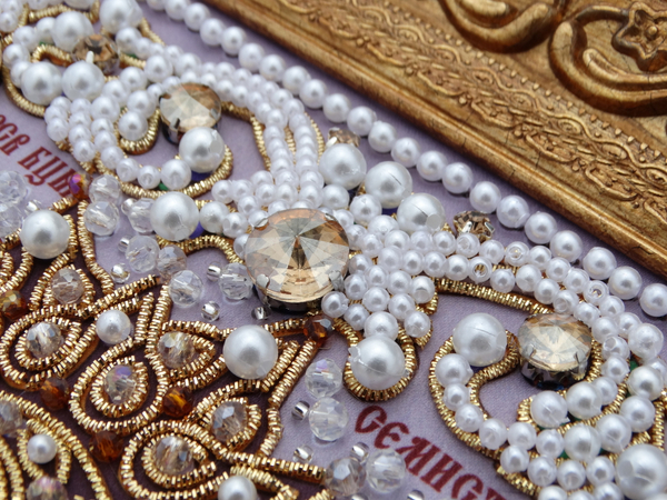 ЖС-4-ЗШ Набор для вышивания хрустальными камнями Богородица Семистрельная (шампань)