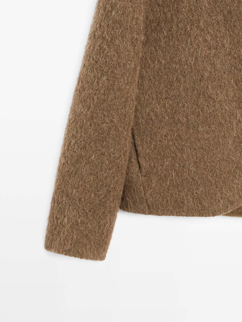 Massimo Dutti Кардиган из шерсти альпака с начесом, оливковый