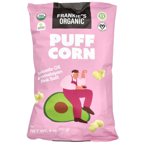Frankie's Organic, Puff Corn, масло авокадо и розовая гималайская соль, 113 г (4 унции)