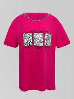 Футболка Archie 6688 удлиненная с цепочкой и надписью Natural Options однотонная