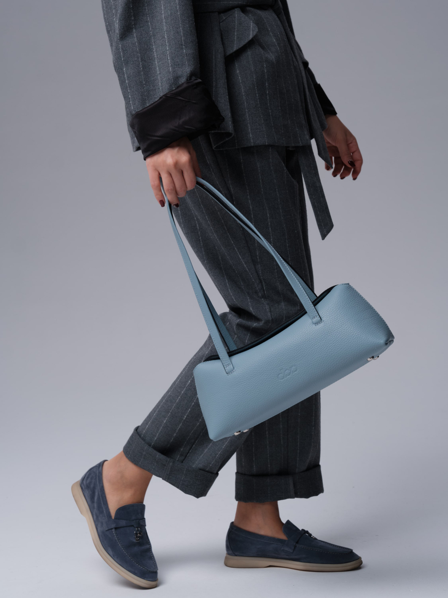 Кожаная сумка багет Raduy DBR 31127 серое небо