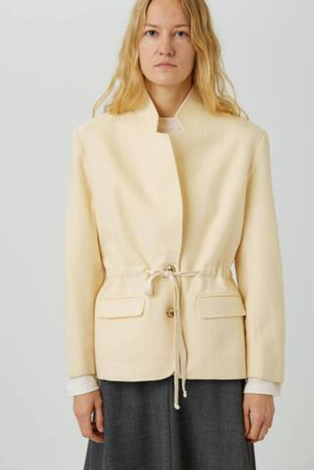 Винтажный жакет из молочной шерсти с кулиской