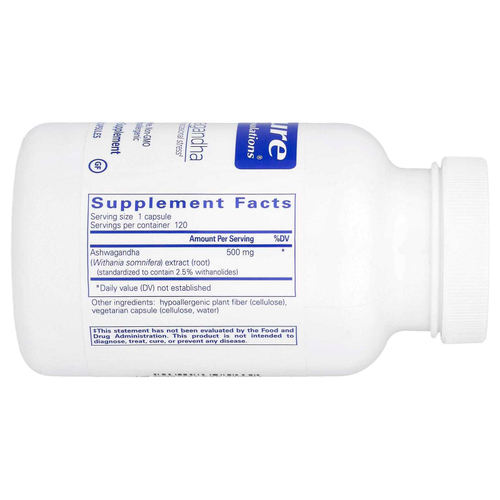 Pure Encapsulations, Ашваганда, 120 капсул (500 мг на капсулу)
