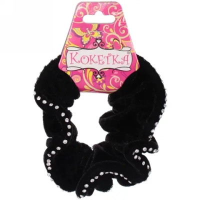 Резинка для волос 1шт «Кокетка - Your Radiance», цвет черный, кайма из страз, d-12см ●