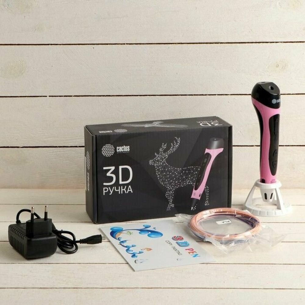 Ручка 3D Cactus CS-3D-PEN-C-PN PLA ABS LCD розовый