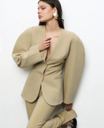 Пиджак с объемными рукавами олива