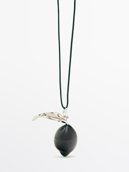 Massimo Dutti Подвеска на кожаном шнурке, серебряный