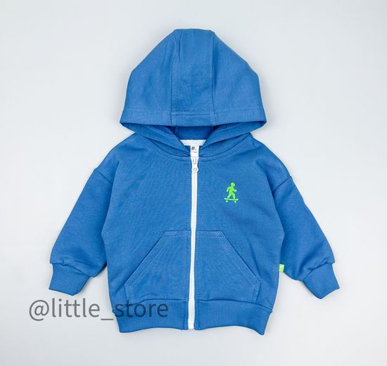 Толстовка из футера на молнии, Сине-голубая