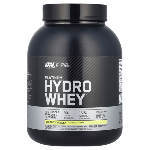 Optimum Nutrition, Platinum Hydro Whey, Velocity Vanilla, 1,6 кг (3,52 фунта)
