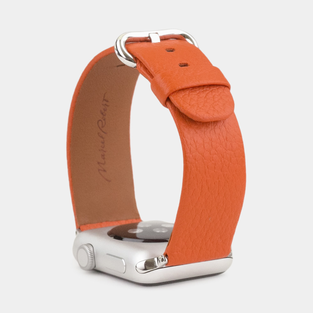 Ремешок для Apple Watch 44/45/46 mm из кожи теленка, оранжевого цвета
