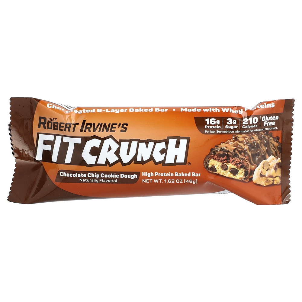 FITCRUNCH, Запеченный батончик с высоким содержанием протеина, тесто для шоколадного печенья, 9 батончиков, 46 г (1,62 унции)