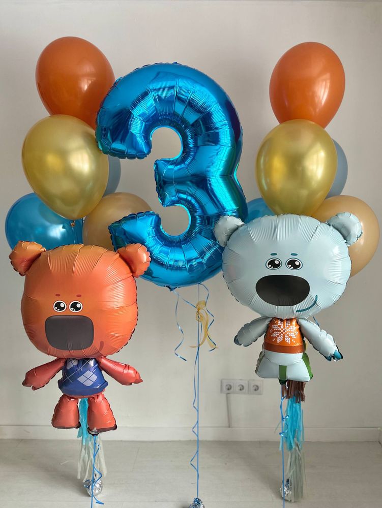 Воздушные гелиевые шарики с доставкой по Хабаровску Мимишки Тучка/Кеша №4671