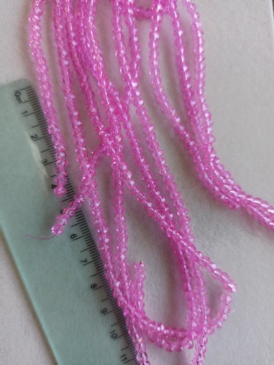 сгр4-ф Стекло граненое 4*3мм, рондель, фуксия АВ, нить 37см