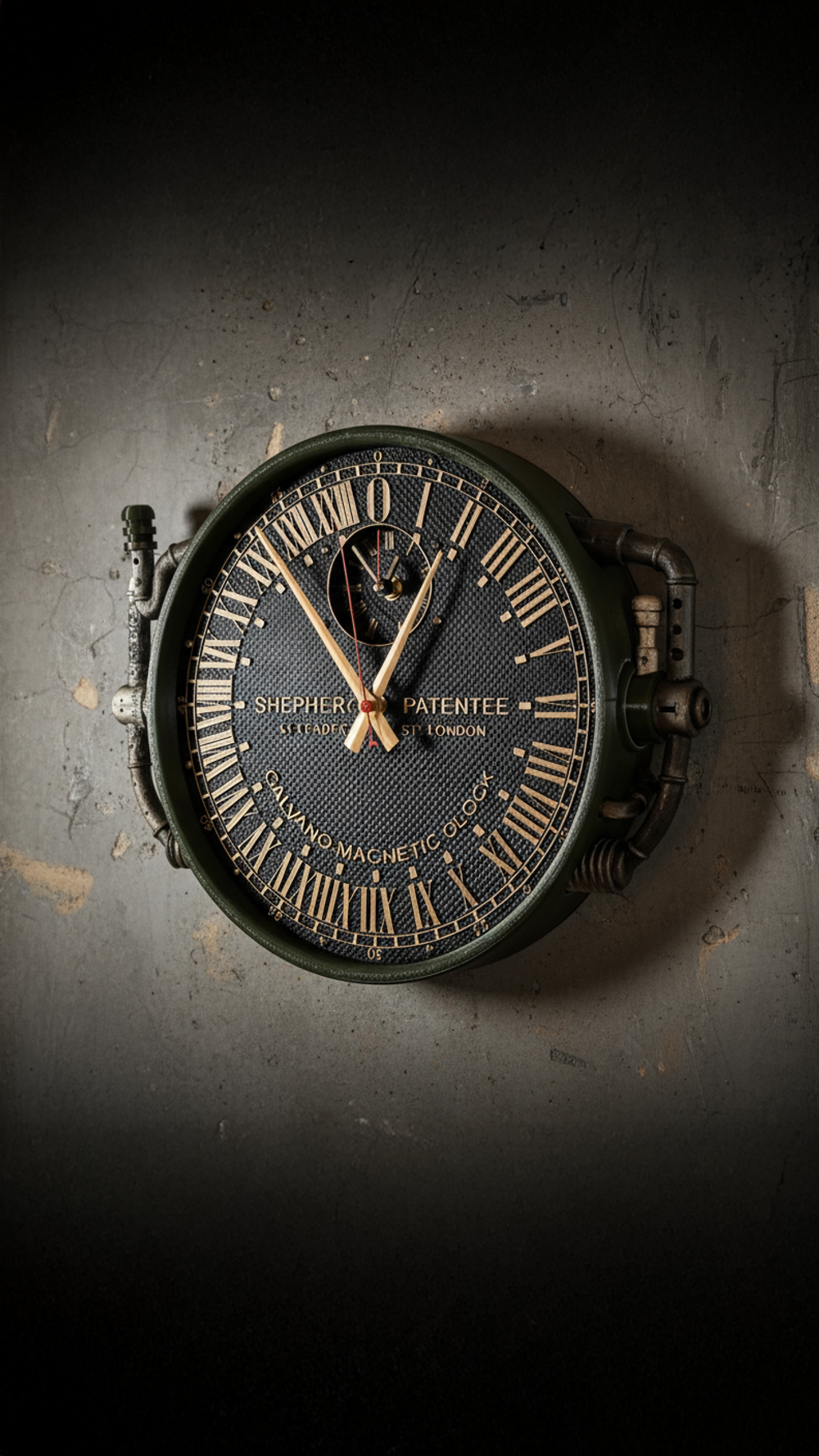 Настенные стимпанк-часы «Oriental Express» — 24-часовой UTC + 12-часовой циферблаты,