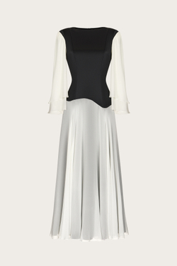 ПЛАТЬЕ ИЗ ШЕЛКА И ШИФОНА С ШИРОКИМИ РУКАВАМИ