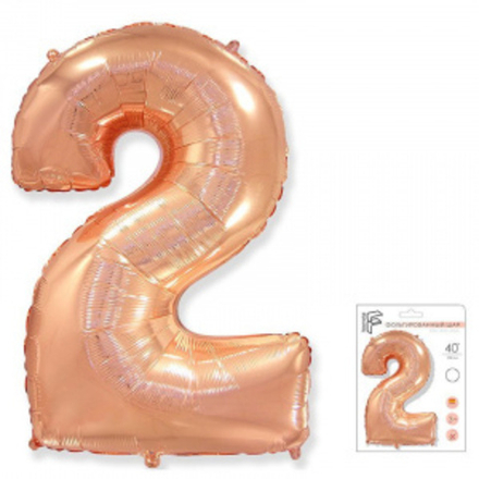 Цифра "2" розовое-золото в упаковке