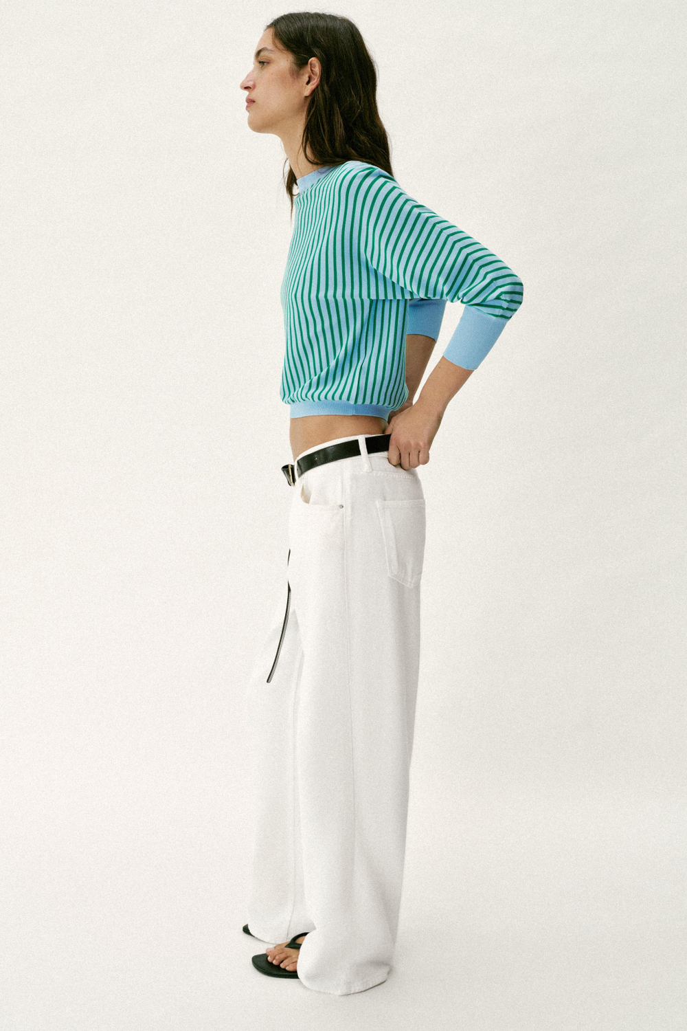 ZARA ТРИКОТАЖНАЯ ТОЛСТОВКА В ПОЛОСКУ, РАЗНОЦВЕТНЫЙ