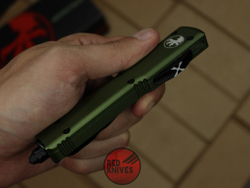 Нож Microtech Ultratech Helhound H/E - зеленая рукоять, черный клинок RK-357