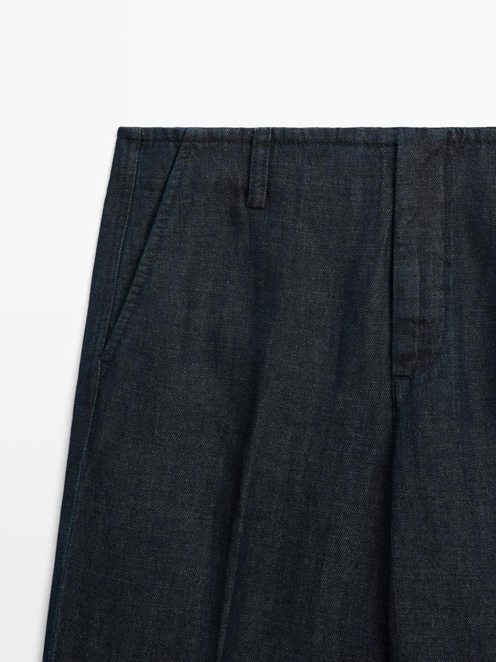 Massimo Dutti Брюки с широкими штанинами из льняной смеси, темно-синий