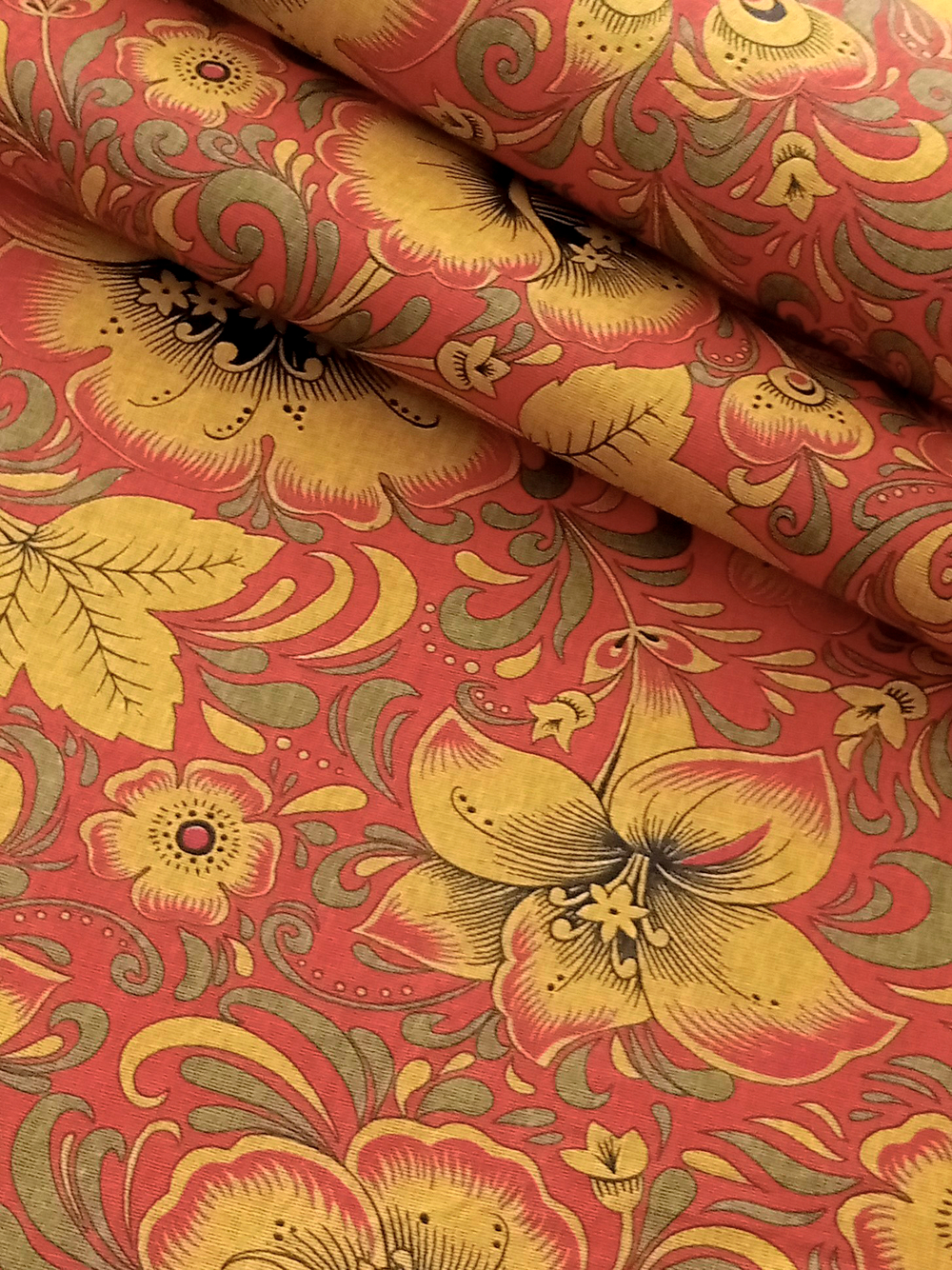 Ткань бязь плательная, рис. "Хохлома", ширина 150 см, арт. 34.6