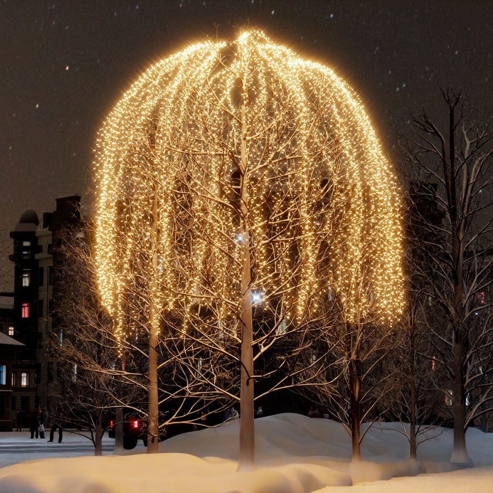 уличная гирлянда "Занавес" теплый свет