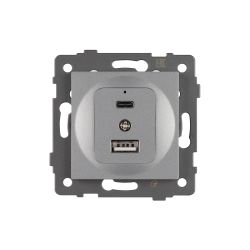 Механизм USB розетки SCT-MUAC-PL-GR-V (5V, 3A, QC4) (Arlight, -) 049840