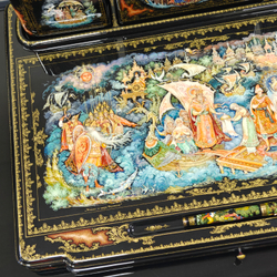 Настольный письменный набор с ручной росписью VIP в подарочном фуляре