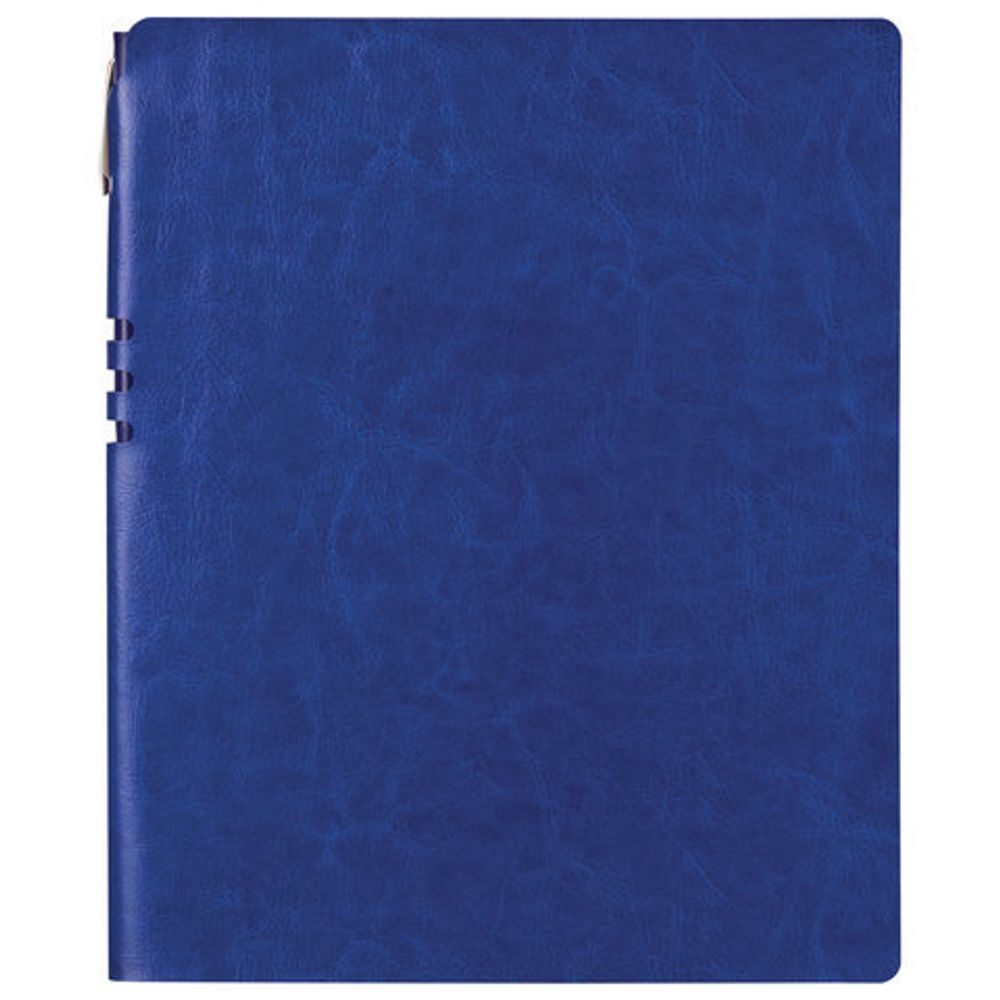 Тетрадь БОЛЬШОЙ ФОРМАТ (220х265 мм) В5, BRAUBERG "NEBRASKA", 96 л., гибкая, под кожу, ручка, клетка, синий, 110958