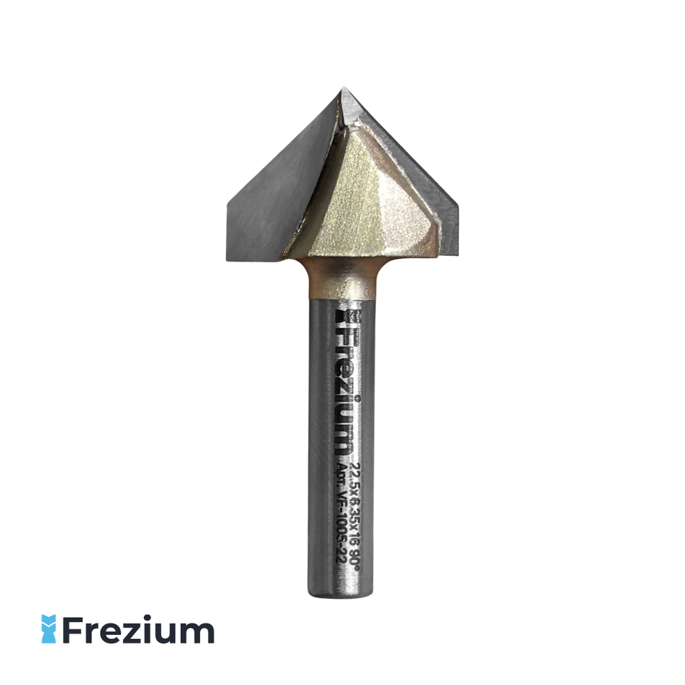 Галтельная V-образная фреза по дереву "Frezium" 22.5x6.35x16 90 градусов; VF-1005-22