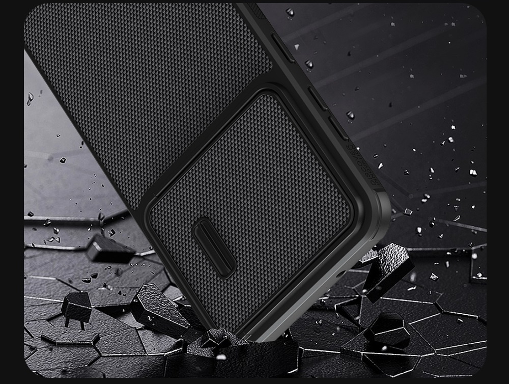 Чехол усиленный от Nillkin для Samsung Galaxy S23, серия Textured Case S (покрытие нейлонового волокна), полуавтоматическая механизм сдвижной шторки