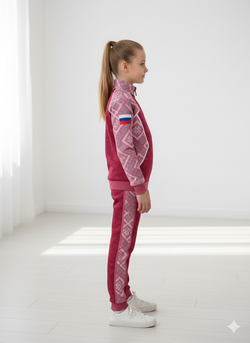 Raspberry sports team suit with Ethnic pattern