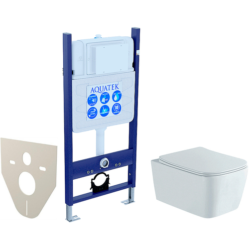 Комплект унитаза с инсталляцией Aquatek Либра New SET AQUATEK ЛИБРА N-14 cm с сиденьем Микролифт