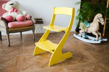 Растущий стул «Павлин» для детей - Желтый, Деревянный 49x47x85