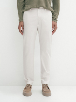 Massimo Dutti Зауженные брюки из твила, цвет льда