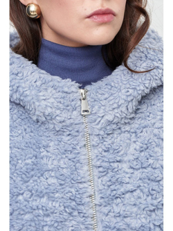 Шуба женская чебурашка тедди экомех, голубая, SilverFox