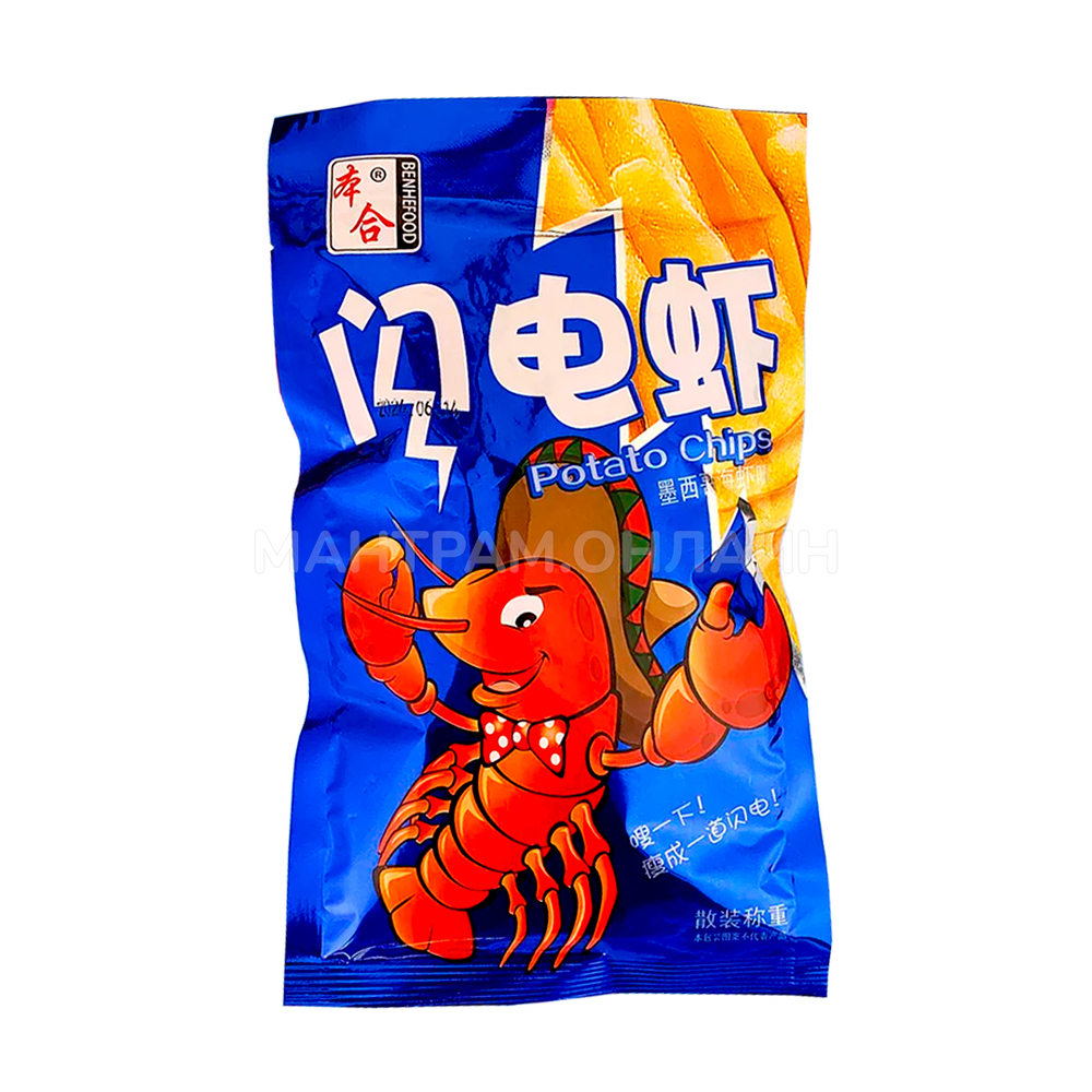 Чипсы воздушные Benhefood Potato Chips со вкусом креветки