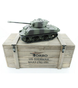 Радиоуправляемый танк Torro Sherman M4A3 76mm, 1/16 2.4G, ИК-пушка, деревянная коробка
