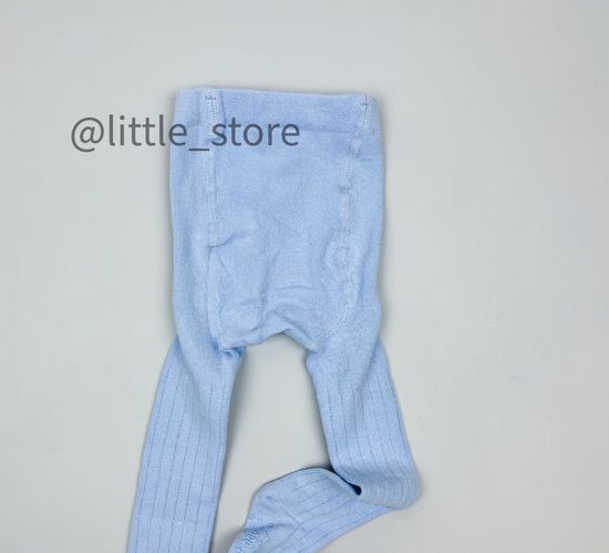 Колготки хлопковые "Полоска" со стоперами, Голубые