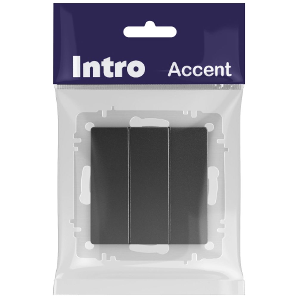 Выключатель Intro Accent 6-106-05 тройной, 10А-250В, IP20, СУ, AL/CU, антрацит | Intro