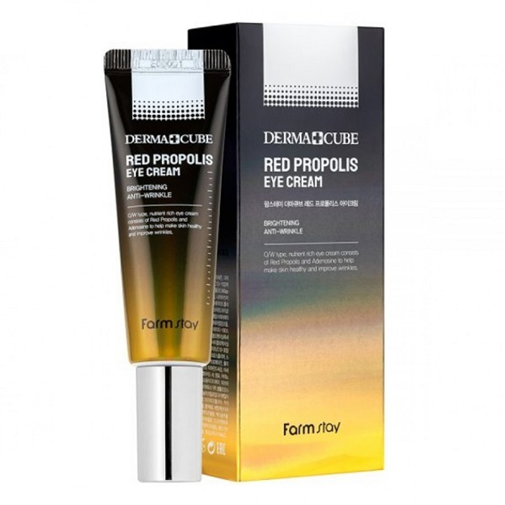 Питательный крем для кожи вокруг глаз с Прополисом и Гибискусом FarmStay Derma Cube Red Propolis Eye Cream 50мл