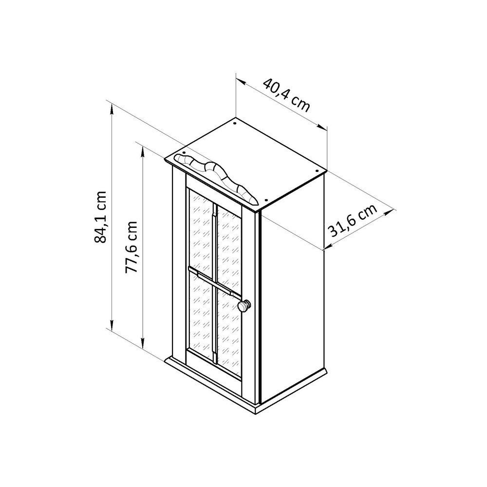 Шкаф навесной Бритта 1 дверь с карнизом из массива сосны для кухни и ванной, в натуральной отделке